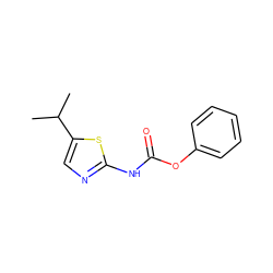 CC(C)c1cnc(NC(=O)Oc2ccccc2)s1 ZINC000028455783