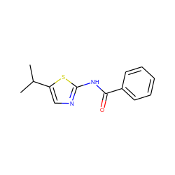 CC(C)c1cnc(NC(=O)c2ccccc2)s1 ZINC000028393579