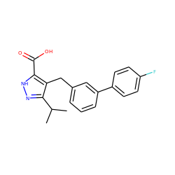 CC(C)c1n[nH]c(C(=O)O)c1Cc1cccc(-c2ccc(F)cc2)c1 ZINC000095555579