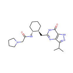 CC(C)c1n[nH]c2c(=O)[nH]c(C[C@@H]3CCCC[C@H]3NC(=O)CN3CCCC3)nc12 ZINC000040875758