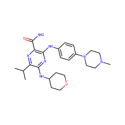 CC(C)c1nc(C(N)=O)c(Nc2ccc(N3CCN(C)CC3)cc2)nc1NC1CCOCC1 ZINC000113477095