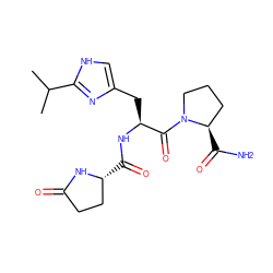 CC(C)c1nc(C[C@H](NC(=O)[C@@H]2CCC(=O)N2)C(=O)N2CCC[C@H]2C(N)=O)c[nH]1 ZINC000013673864