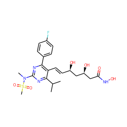 CC(C)c1nc(N(C)S(C)(=O)=O)nc(-c2ccc(F)cc2)c1/C=C/[C@@H](O)C[C@@H](O)CC(=O)NO ZINC000095602250