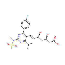 CC(C)c1nc(N(C)S(C)(=O)=O)nc(-c2ccc(F)cc2)c1/C=C/[C@@H](O)C[C@@H](O)CC(=O)O ZINC000001535101