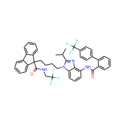 CC(C)c1nc2c(NC(=O)c3ccccc3-c3ccc(C(F)(F)F)cc3)cccc2n1CCCCC1(C(=O)NCC(F)(F)F)c2ccccc2-c2ccccc21 ZINC000095543752