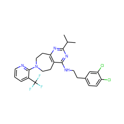 CC(C)c1nc2c(c(NCCc3ccc(Cl)c(Cl)c3)n1)CCN(c1ncccc1C(F)(F)F)CC2 ZINC000169131960