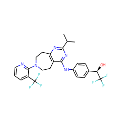 CC(C)c1nc2c(c(Nc3ccc([C@@H](O)C(F)(F)F)cc3)n1)CCN(c1ncccc1C(F)(F)F)CC2 ZINC000147325607