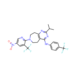 CC(C)c1nc2c(c(Nc3ccc(C(F)(F)F)cc3)n1)CCN(c1ncc([N+](=O)[O-])cc1C(F)(F)F)CC2 ZINC000137700790