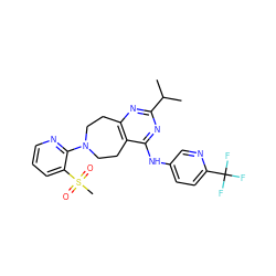 CC(C)c1nc2c(c(Nc3ccc(C(F)(F)F)nc3)n1)CCN(c1ncccc1S(C)(=O)=O)CC2 ZINC000145073047