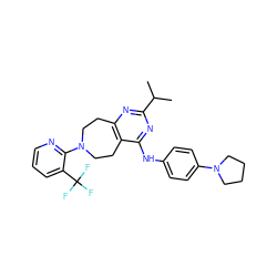 CC(C)c1nc2c(c(Nc3ccc(N4CCCC4)cc3)n1)CCN(c1ncccc1C(F)(F)F)CC2 ZINC000147751496