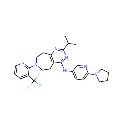 CC(C)c1nc2c(c(Nc3ccc(N4CCCC4)nc3)n1)CCN(c1ncccc1C(F)(F)F)CC2 ZINC000145030170