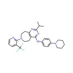 CC(C)c1nc2c(c(Nc3ccc(N4CCCCC4)cc3)n1)CCN(c1ncccc1C(F)(F)F)CC2 ZINC000147301081