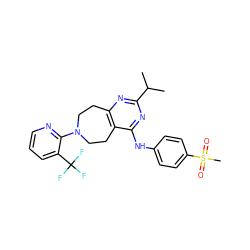 CC(C)c1nc2c(c(Nc3ccc(S(C)(=O)=O)cc3)n1)CCN(c1ncccc1C(F)(F)F)CC2 ZINC000148172233