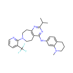 CC(C)c1nc2c(c(Nc3ccc4c(c3)N(C)CCC4)n1)CCN(c1ncccc1C(F)(F)F)CC2 ZINC000144864375