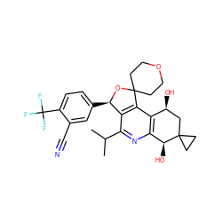 CC(C)c1nc2c(c3c1[C@@H](c1ccc(C(F)(F)F)c(C#N)c1)OC31CCOCC1)[C@@H](O)CC1(CC1)[C@H]2O ZINC000146874059