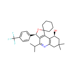 CC(C)c1nc2c(c3c1[C@@H](c1ccc(C(F)(F)F)cc1)OC31CCCCC1)[C@@H](O)CC(C)(C)C2 ZINC000114342961