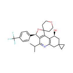 CC(C)c1nc2c(c3c1[C@@H](c1ccc(C(F)(F)F)cc1)OC31CCOCC1)[C@@H](O)CC1(CC1)C2 ZINC000205403527