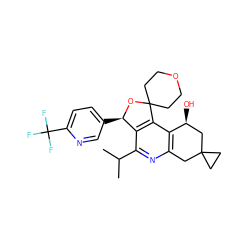 CC(C)c1nc2c(c3c1[C@@H](c1ccc(C(F)(F)F)nc1)OC31CCOCC1)[C@@H](O)CC1(CC1)C2 ZINC000205557188