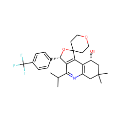 CC(C)c1nc2c(c3c1[C@H](c1ccc(C(F)(F)F)cc1)OC31CCOCC1)[C@H](O)CC(C)(C)C2 ZINC000205407768
