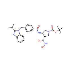 CC(C)c1nc2ccccc2n1Cc1ccc(C(=O)N[C@@H]2CN(C(=O)OC(C)(C)C)C[C@@H]2C(=O)NO)cc1 ZINC000029038019