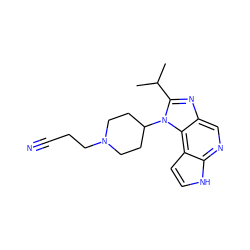 CC(C)c1nc2cnc3[nH]ccc3c2n1C1CCN(CCC#N)CC1 ZINC000095557799