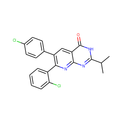 CC(C)c1nc2nc(-c3ccccc3Cl)c(-c3ccc(Cl)cc3)cc2c(=O)[nH]1 ZINC000040395253