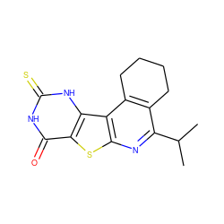 CC(C)c1nc2sc3c(=O)[nH]c(=S)[nH]c3c2c2c1CCCC2 ZINC000017822602