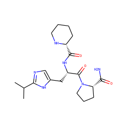 CC(C)c1ncc(C[C@H](NC(=O)[C@H]2CCCCN2)C(=O)N2CCC[C@H]2C(N)=O)[nH]1 ZINC000473106880