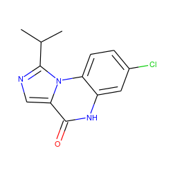 CC(C)c1ncc2c(=O)[nH]c3cc(Cl)ccc3n12 ZINC000043196337