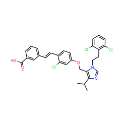 CC(C)c1ncn(CCc2c(Cl)cccc2Cl)c1COc1ccc(/C=C/c2cccc(C(=O)O)c2)c(Cl)c1 ZINC000299832615