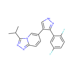 CC(C)c1nnc2ccc(-c3c[nH]nc3-c3cc(F)ccc3F)cn12 ZINC000014961358