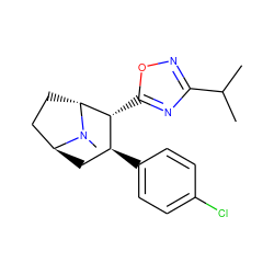 CC(C)c1noc([C@@H]2[C@@H](c3ccc(Cl)cc3)C[C@H]3CC[C@H]2N3C)n1 ZINC000102235960