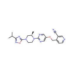 CC(C)c1noc(N2CCN(c3ncc(OCc4ccncc4C#N)cn3)[C@H](C)C2)n1 ZINC000068250900