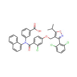 CC(C)c1onc(-c2c(Cl)cccc2Cl)c1COc1ccc(C(=O)N(c2cccc(C(=O)O)c2)c2cccc3ccccc23)c(Cl)c1 ZINC000084596227