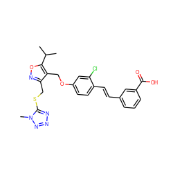 CC(C)c1onc(CSc2nnnn2C)c1COc1ccc(/C=C/c2cccc(C(=O)O)c2)c(Cl)c1 ZINC000044406544