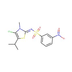 CC(C)c1s/c(=N\S(=O)(=O)c2cccc([N+](=O)[O-])c2)n(C)c1Cl ZINC000014944777