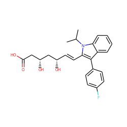 CC(C)n1c(/C=C/[C@H](O)C[C@H](O)CC(=O)O)c(-c2ccc(F)cc2)c2ccccc21 ZINC000001530639