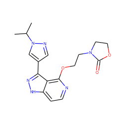 CC(C)n1cc(-c2n[nH]c3ccnc(OCCN4CCOC4=O)c23)cn1 ZINC000114773120