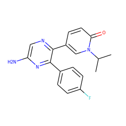 CC(C)n1cc(-c2ncc(N)nc2-c2ccc(F)cc2)ccc1=O ZINC000043175840