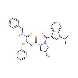 CC(C)n1cc(C(=O)N2C[C@H](O)C[C@@H]2C(=O)N[C@H](Cc2ccccc2)C(=O)N(C)Cc2ccccc2)c2ccccc21 ZINC000026179437