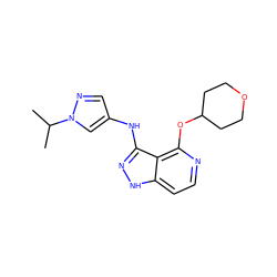 CC(C)n1cc(Nc2n[nH]c3ccnc(OC4CCOCC4)c23)cn1 ZINC000114772805