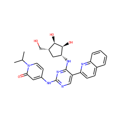 CC(C)n1ccc(Nc2ncc(-c3ccc4ccccc4n3)c(N[C@@H]3C[C@H](CO)[C@@H](O)[C@H]3O)n2)cc1=O ZINC000473122314