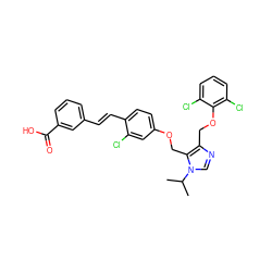 CC(C)n1cnc(COc2c(Cl)cccc2Cl)c1COc1ccc(/C=C/c2cccc(C(=O)O)c2)c(Cl)c1 ZINC000299835101