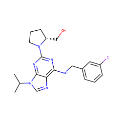 CC(C)n1cnc2c(NCc3cccc(I)c3)nc(N3CCC[C@@H]3CO)nc21 ZINC000003952306