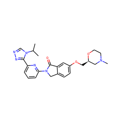 CC(C)n1cnnc1-c1cccc(N2Cc3ccc(OC[C@@H]4CN(C)CCO4)cc3C2=O)n1 ZINC001772603493