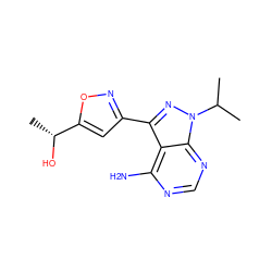 CC(C)n1nc(-c2cc([C@@H](C)O)on2)c2c(N)ncnc21 ZINC001772598847