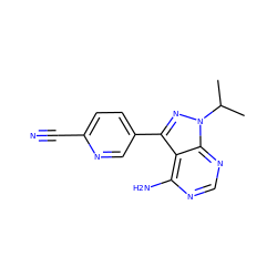 CC(C)n1nc(-c2ccc(C#N)nc2)c2c(N)ncnc21 ZINC000064503607