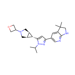 CC(C)n1nc(-c2cnc3c(c2)C(C)(C)CN3)cc1[C@@H]1[C@H]2CN(C3COC3)C[C@H]21 ZINC000148074566