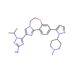 CC(C)n1nc(N)nc1-c1cn2c(n1)-c1ccc(-c3ccnn3C3CCN(C)CC3)cc1OCC2 ZINC000204432590