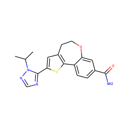 CC(C)n1ncnc1-c1cc2c(s1)-c1ccc(C(N)=O)cc1OCC2 ZINC000095581640